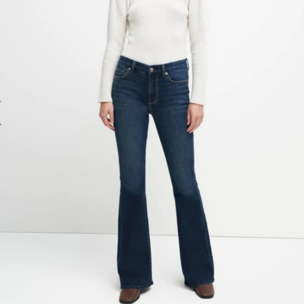 7 For All Mankind A Pocket‎ Straight Leg Jeans Mid Rise Dark Wash Denim Blue 25
